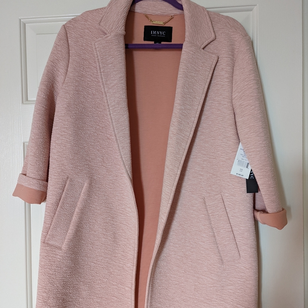 Isaac Mizrahi Jacquard trench coat 3/4 length sleeves